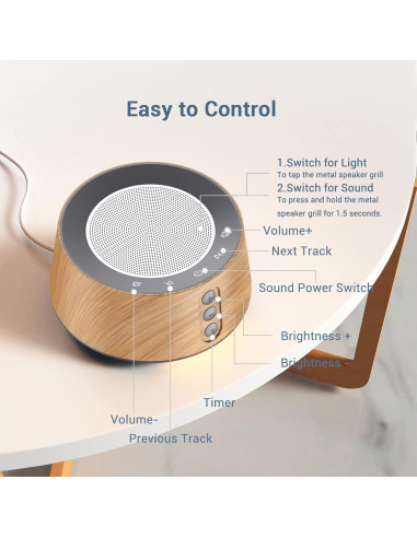 Máquina de Ruido Blanco BGOVERSS T126L con 20 Sonidos y Luz