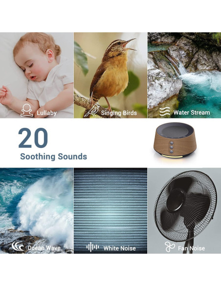 Máquina de Ruido Blanco BGOVERSS T126L con 20 Sonidos y Luz