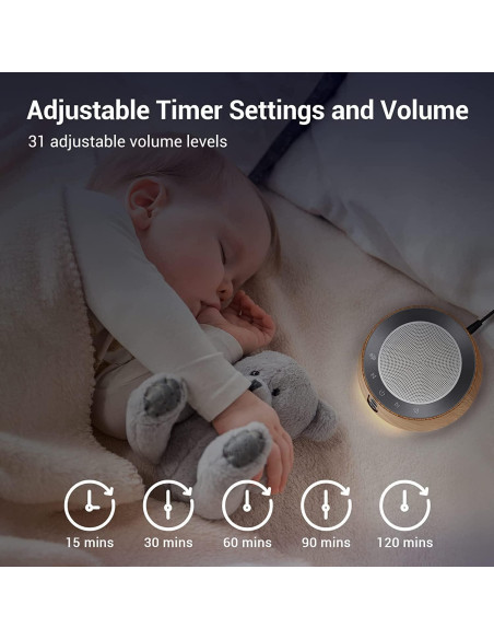 Máquina de Ruido Blanco BGOVERSS T126L con 20 Sonidos y Luz