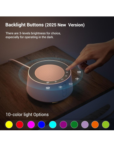 Máquina de Ruido Blanco BGOVERSS T126L con 20 Sonidos y Luz