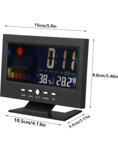 Estación Meteorológica Inalámbrica Ikaufen con Termómetro y Reloj Despertador 2