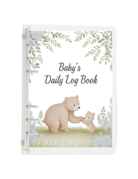 Libro de Registro Diario para Bebés Oso Azul - 0-6 Meses