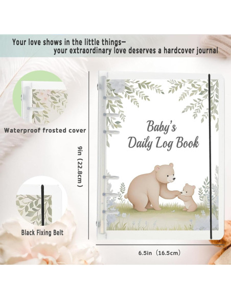 Libro de Registro Diario para Bebés Oso Azul - 0-6 Meses