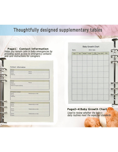 Libro de Registro Diario para Bebés Oso Azul - 0-6 Meses