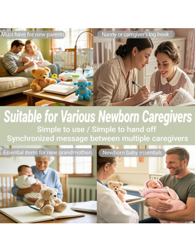 Libro de Registro Diario para Bebés Oso Azul - 0-6 Meses