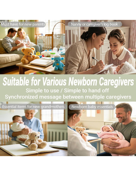 Libro de Registro Diario para Bebés Oso Azul - 0-6 Meses