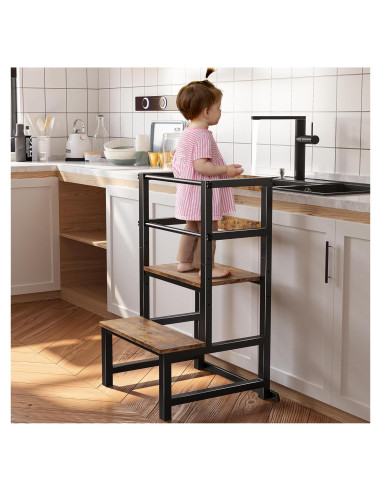 Escalera de Cocina Ajustable INNOD para Niños con Barandilla