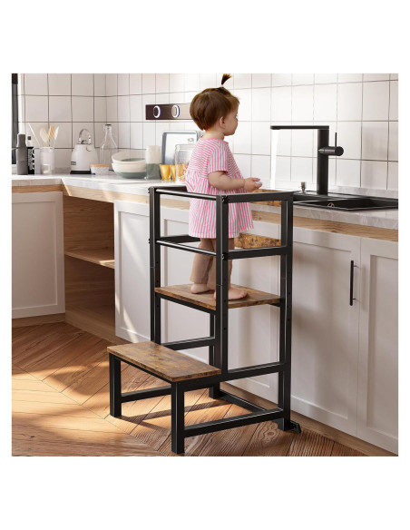 Escalera de Cocina Ajustable INNOD para Niños con Barandilla