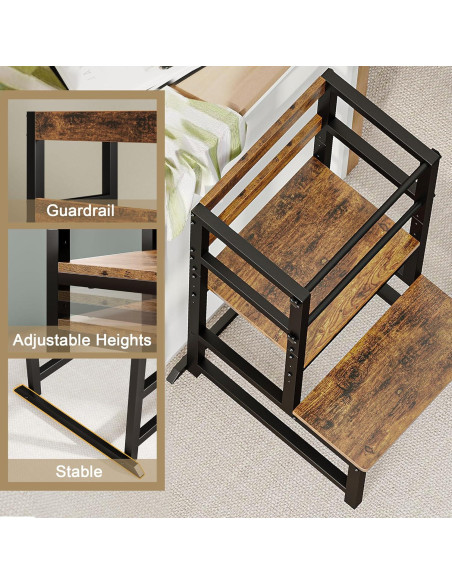 Escalera de Cocina Ajustable INNOD para Niños con Barandilla