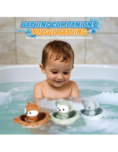 Juguetes de baño SOSUSHOE - 3 Barcos y 3 Marionetas Dedo 2