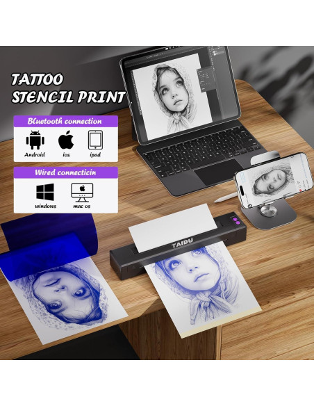 Impresora de Tatuajes TAIDU P19 Térmica Bluetooth 0.6kg