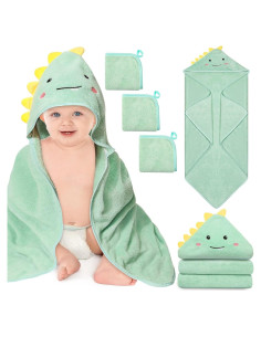 Toallas con Capucha para Bebés Sublaga - 4 Piezas Dinosaurio