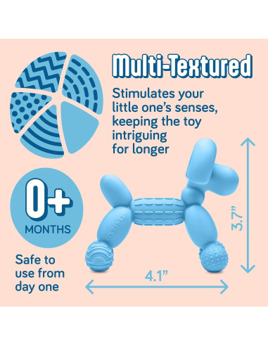 Mordedor para Bebés SplashEZ de Silicona 100% Seguro Azul Claro