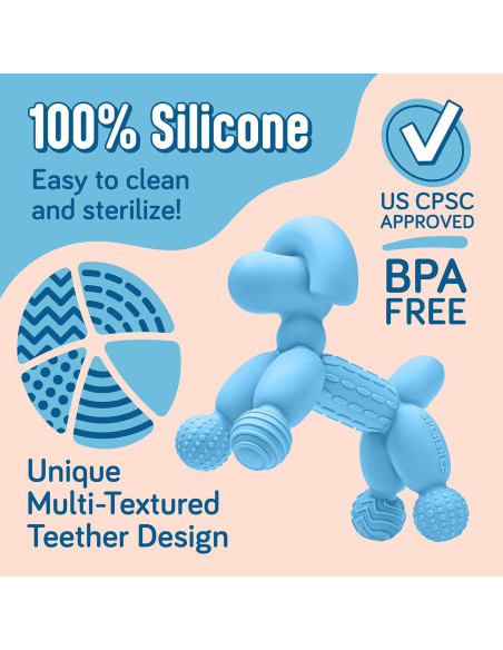 Mordedor para Bebés SplashEZ de Silicona 100% Seguro Azul Claro