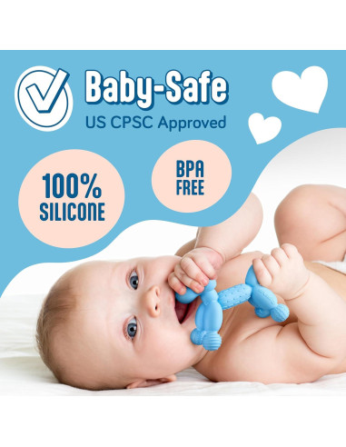 Mordedor para Bebés SplashEZ de Silicona 100% Seguro Azul Claro