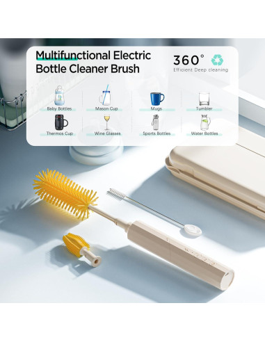 Limpiador Eléctrico de Botellas KSYER 6 en 1 con Cepillos