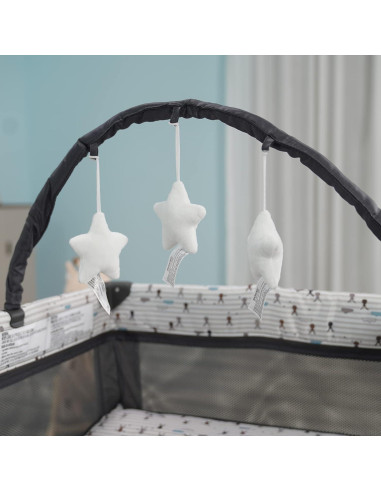 Cuna Portátil Pamo Babe Gris con Alfombrilla Acolchada