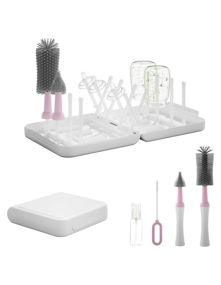 Juego de cepillos para biberones WHNL con soporte secado 5 en 1