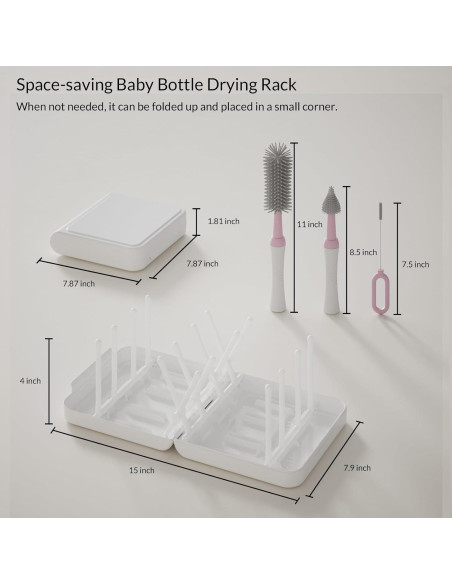 Juego de cepillos para biberones WHNL con soporte secado 5 en 1