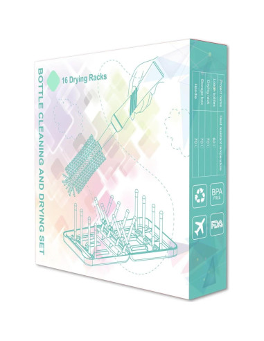 Juego de cepillos para biberones WHNL con soporte secado 5 en 1