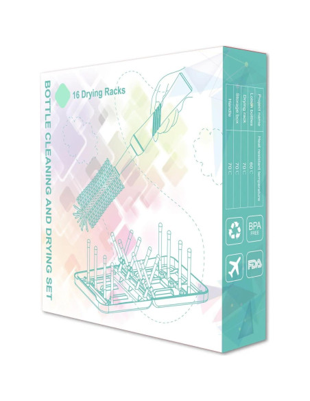 Juego de cepillos para biberones WHNL con soporte secado 5 en 1