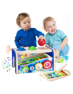 Xilófono de Madera NUGZIX con Martillo y Bolas - Juguete Montessori 1-3 Años