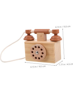 Teléfono de Madera Vintage BESPORTBLE para Niños 10.5x10cm 2