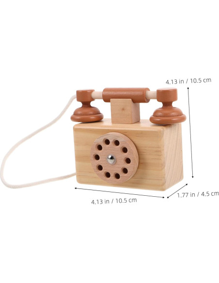 Teléfono de Madera Vintage BESPORTBLE para Niños 10.5x10cm
