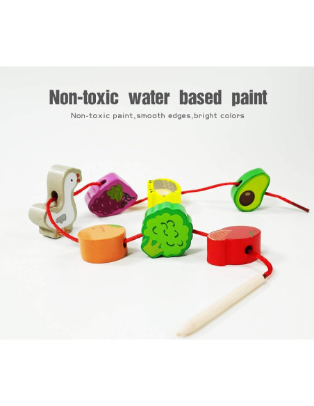 Juego de Cuentas de Enhebrado de Madera Visen 46 Piezas