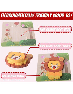 6 Rompecabezas de Madera San Valentín YIYEE para Niños 2