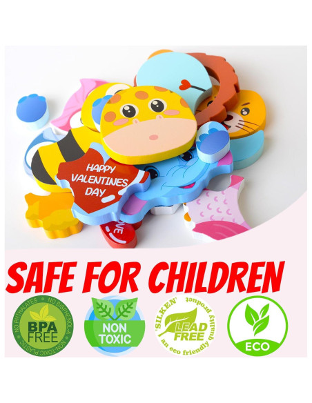 6 Rompecabezas de Madera San Valentín YIYEE para Niños