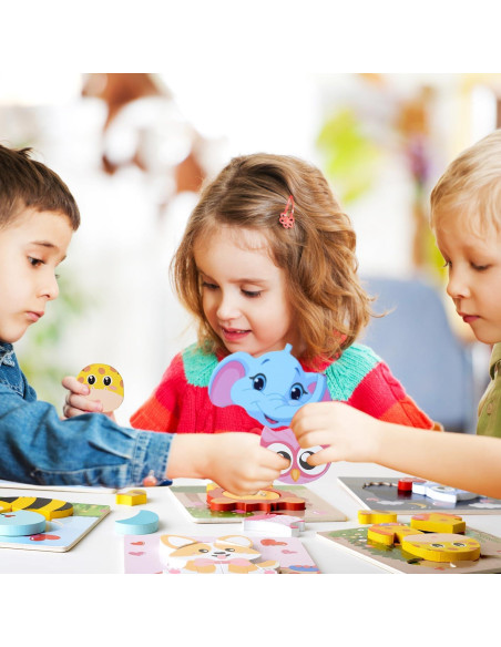 6 Rompecabezas de Madera San Valentín YIYEE para Niños