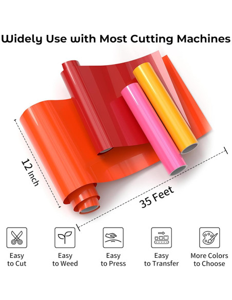 Vinilo Termoadhesivo Rojo Oscuro JAVIGA 30.48 cm x 10.67 m