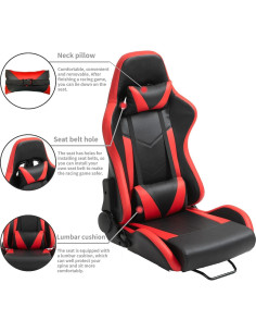 Asiento de Carreras Marada RS Ajustable Rojo con Doble Bloqueo 2