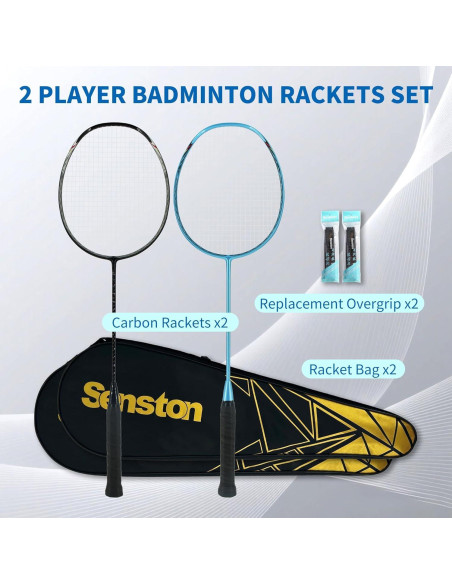 Set de Raquetas de Bádminton Senston N80 - Fibra de Carbono 5U Set de Raquetas de Bádminton Senston N80 - Fibra de Carbono 5U