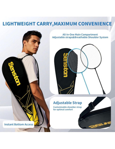 Set de Raquetas de Bádminton Senston N80 - Fibra de Carbono 5U
