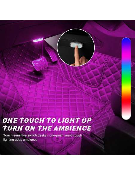 4 PCS Luces LED Inalámbricas para Interior de Auto Povtii