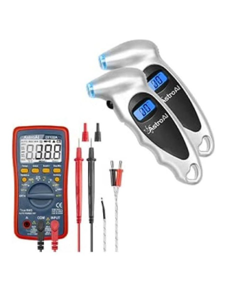 Medidor de Presión de Neumáticos Digital AstroAI 10.34 Bar + Multímetro TRMS