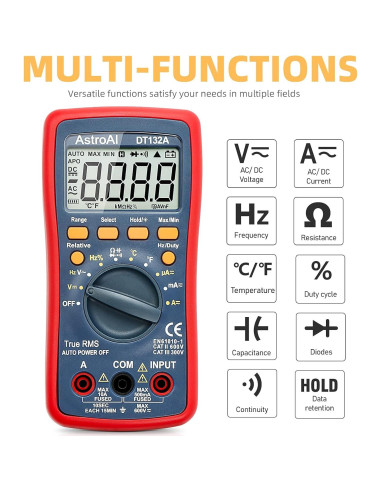 Medidor de Presión de Neumáticos Digital AstroAI 10.34 Bar + Multímetro TRMS