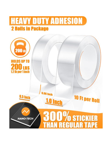 Cinta Adhesiva Doble Cara Extra Fuerte Affixar 6.1 m 2 Rollos