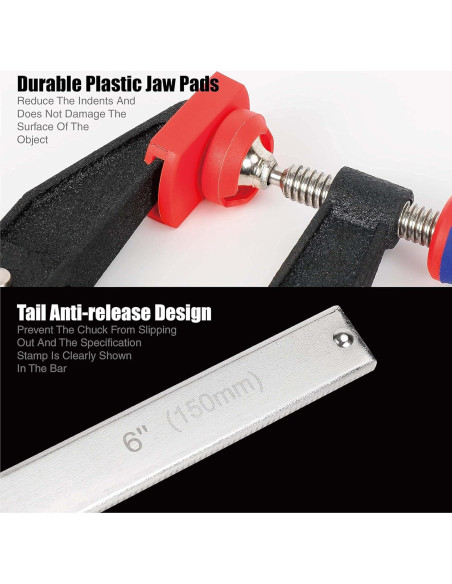 WORKPRO Juego de Abrazaderas de Barra de Acero 6" 2-pack