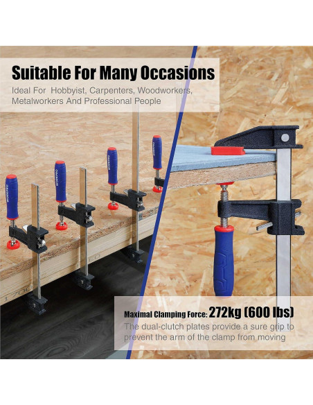 WORKPRO Juego de Abrazaderas de Barra de Acero 6" 2-pack