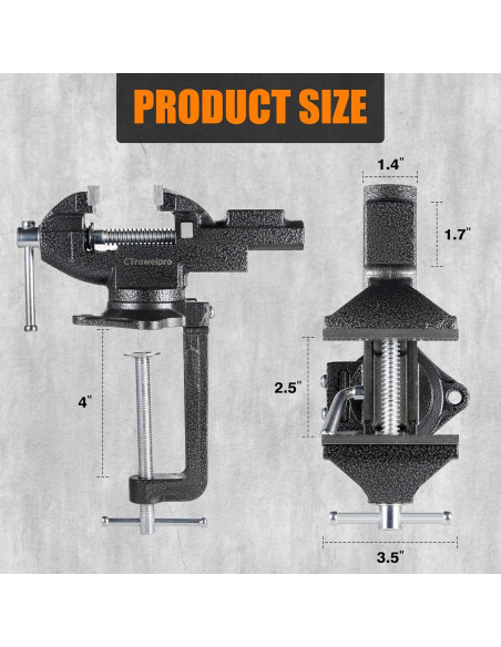 Morsa Universal CTrowelpro 3.3" con Base Giratoria 360