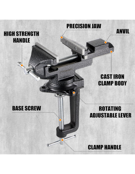 Morsa Universal CTrowelpro 3.3" con Base Giratoria 360