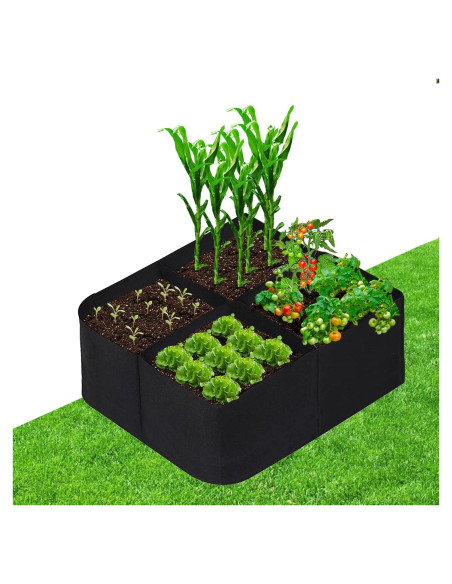 Cama de Jardín Elevada CJGQ de Tela 0.61x0.61m con 4 Rejillas