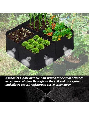 Cama de Jardín Elevada CJGQ de Tela 0.61x0.61m con 4 Rejillas