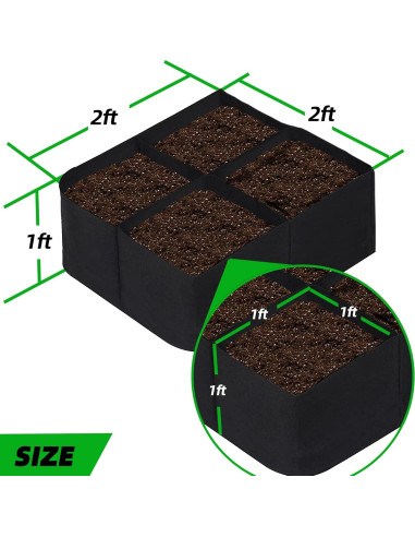 Cama de Jardín Elevada CJGQ de Tela 0.61x0.61m con 4 Rejillas