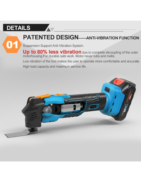 Kit de Herramienta Oscilante Inalámbrica NEWONE 18V 6 Velocidades