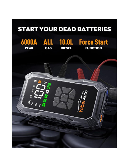 Arrancador de Batería YaberAuto AP01 6000A con Compresor 150PSI