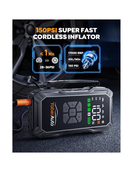 Arrancador de Batería YaberAuto AP01 6000A con Compresor 150PSI